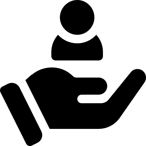 hand with customer icon